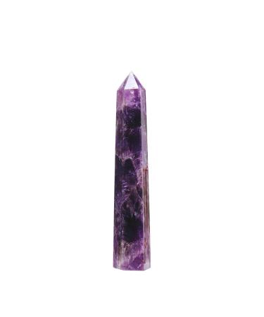 Apengshi Large Natural Dream Amethyst Healing Crystal Tower 5.9"-6.3" 6 Faceted Single Point Chakra Crystal Wand Energy Meditation Stone Home Decor Collection Gift Dream Amethyst 5.9"-6.3"(15-16cm)