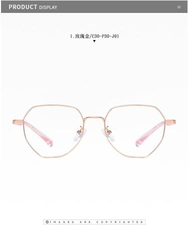 SERONI Blue Light Blocking Glasses - Metal Polygon Frame for Women & Men | Anti UV Ray Computer & Reading Glasses | Stylish Rose Gold 51mm - Buy Online on GoSupps.com