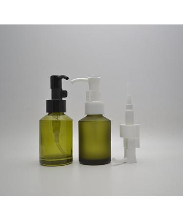 MZUU 1PCS 60ML/2OZ Empty Refillable Green Frosted Glass Bottles with Pump Vial Cosmetic Cream Lotion Dispenser Jars Storage Container for Essential Oil Emulsion Essence - Buy Online on GoSupps.com