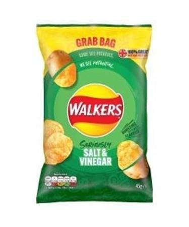 Walkers Crisps Grab Bags Salt and Vinegar 45g (32 bags (1 Case))