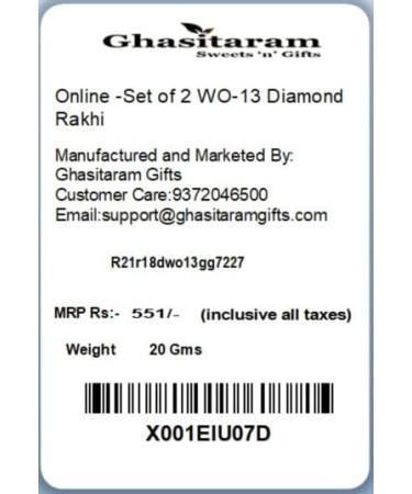 Ghasitaram Gifts Rakhi for Brother Rakhis Online - Set of 2 WO-13 Diamond Rakhi - Buy Online on GoSupps.com