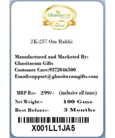 Ghasitaram Gifts Rakhi for Brother Rakhis Online - 2K-257 Om Rakhi Single Rakhi Only - Buy Online on GoSupps.com