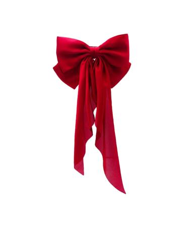 MAGICLULU Satin Ribbon Hairpin Large Hair Bows Bow Hair Clips Giant Bow Hair Dress up Bow Hair Clips Barrettes Halloween Hair Bows Hair Bow Clips Metal Big Bow Accessories Red Girl