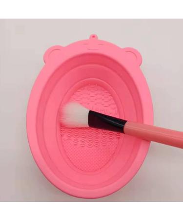 Makeup Brush Cleaning Mat Foldable Brush Cleaner Bowl Silicone Brush Cleaner Pad for Sponge Pink Cleaning pads - Buy Online on GoSupps.com
