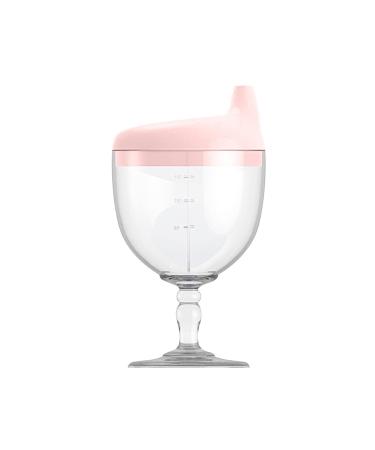 Green Oak Baby Wine Sippy Cup - Plastic Wine Glass Goblet Beverage Mug Milk Bottle with Lid for Kids on Birthday Party Celebration (5oz) (Pink)