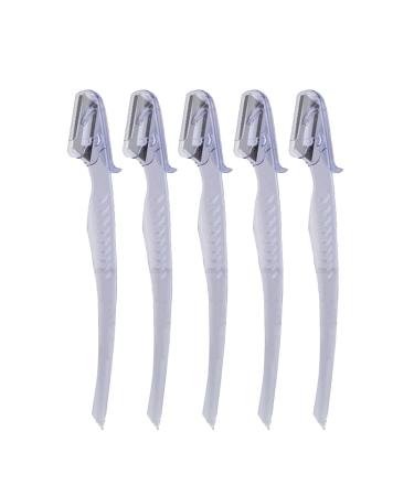 5/10 pieces of transparent eyebrow trimmers make-up knives eyebrow blades face hair removal facial razor for women (color: 5pcs blue)