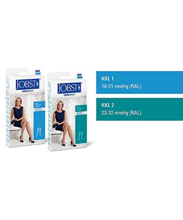 Jobst Ultra Sheer compression stockings thigh stockings/KKL1/Petite/size II/caramel/open lace/sensitive stance edge/transparent & breathable/with shiny design
