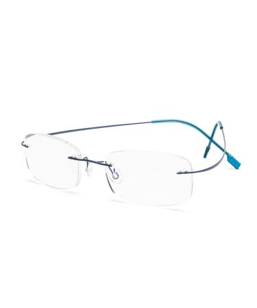 Rimless reading glasses super light titanium reading aid for women and men blue +3.50