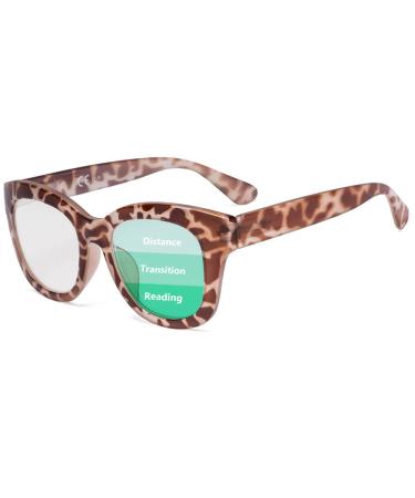 Eyekepper Oversized Progressive Readers Women - UV Protection Multifocus Computer Readers - Noline Trifocal Reading Glasses - Brown/Tortoise Frame +2.00 +2.00 Brown/Tortoise