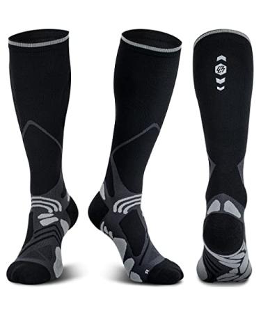 Medical Compression Socks 20-30 mmHg for Nurse Pregnancy Travel Seamless Wicking Small-Medium Black (1 Pair)