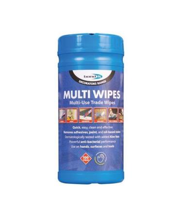BondIt Multi Wipe Trade Hand Wipes Adhesive Sealant Clean Paint Oil Glu Professional Hand Wipes Cleans Oil Ink Bitumen Grease Paint Trade Wipes White (100 Wipes) 1 count (Pack of 1)