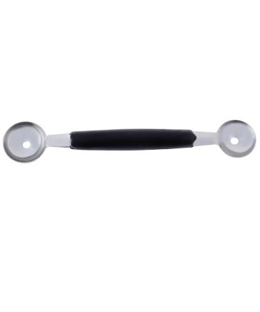 Stainless Steel Double Head Ice Cream Dessert Spoon Scoop Fruit Spoon Kitchen Cooking Tool (Black)