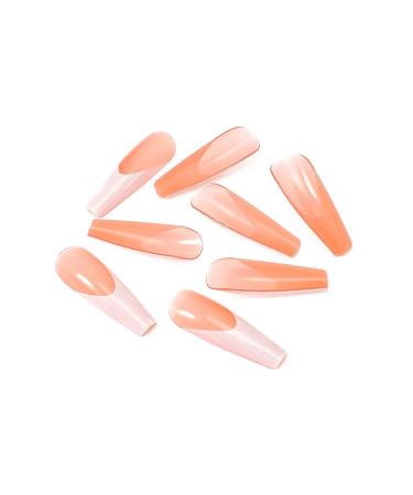 Brishow 24Pcs French Butterfly Press On Long Ballerina Acrylic Nails - Perfect for Women & Girls | International Shipping Available - Buy Online on GoSupps.com