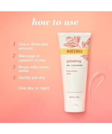 Burt's Bees Glowing Facial Gel Cleanser 6oz with Hyaluronic Acid - 3 Pack - Buy Online on GoSupps.com