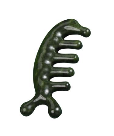 Beaupretty Jade-head skin massage device Kamm Guasha scrapes the scalp kamm gua-sha massage device for facial back and body stress dark green