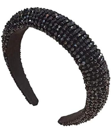 Rhinestone Headband Crystal Beaded Headband Embellished Hairbands Wide Velvet Hair Hoop Party Wedding Headpiece Hair Accessories for Women Girls Holiday Birthday Party - Buy Online on GoSupps.com