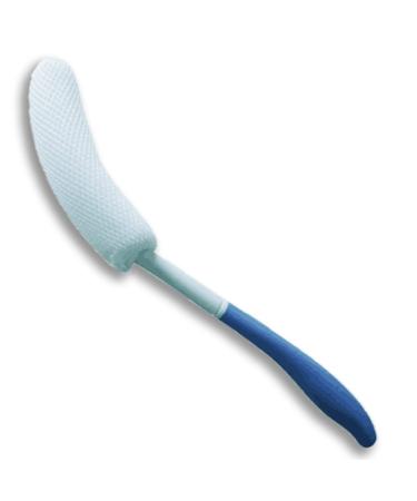 Flechaco Long Anti-Slip Curved Handle Bath Brush  Adult/Elderly/Maternal Cleaning net Bag Sponge Back Brush Bath Products  Blue  15.35 inches