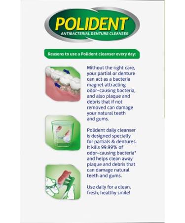 Polident Overnight Whitening Denture Cleanser - Pack of 2 - 120 Tablets - Buy Online on GoSupps.com
