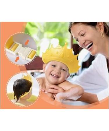 Adjustable Crown Kids Shower Cap for Hair Washing - Baby Bath Shampoo Shield with Visor for Eye and Ear Protection - Buy Online on GoSupps.com