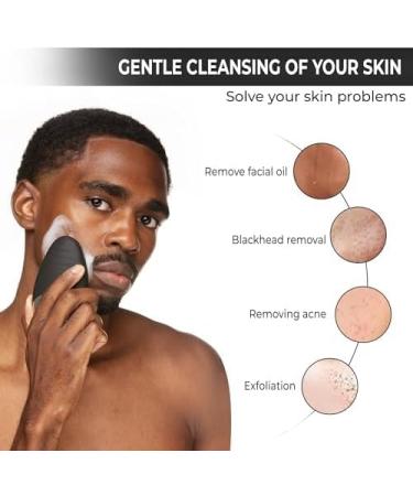 Men's Sonic Facial Cleanser Brush - Waterproof Exfoliating Silicone Scrubber for Deep Cleansing - Buy Online on GoSupps.com