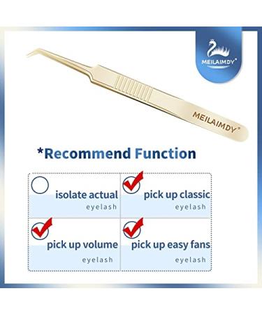 Meilaimdy Gold Eyelash Extension Tweezers - Precision Stainless Steel Straight Volume Tool for 2D-6D Fans & False Lash Clusters - Buy Online on GoSupps.com