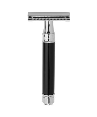 Edwin Jagger Ebony DE Safety Razor & Sandalwood Shaving Cream Set - Premium Shaving Essentials for Smooth Skin - Buy Online on GoSupps.com