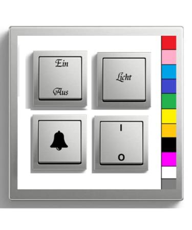 generic switch label set light switch bell heating switch sticker (125/2) (black gloss)