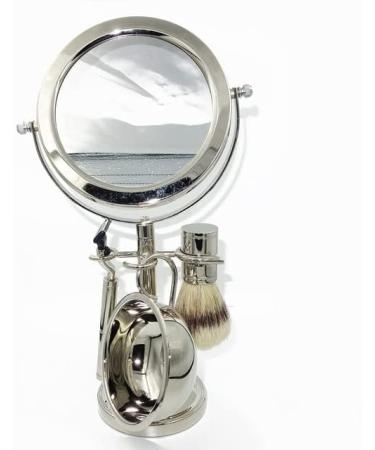 Kjyr Portable Men's Razor Brush - 5-in-1 Shaving Set for Wild Boar Beards | Safety Razors Double-Sided Mirror & Soap Cup Stand - Buy Online on GoSupps.com