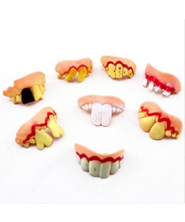 Clispeed 5pcs Funny crazy artificial teeth tear teeth ugly false teeth false artificial teeth requisite toys gnarled teeth for