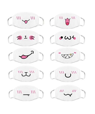 QZQ HOME Unisex Mouth Reuse  White Cute Anime Anti Dust Kawaii Muffle Face