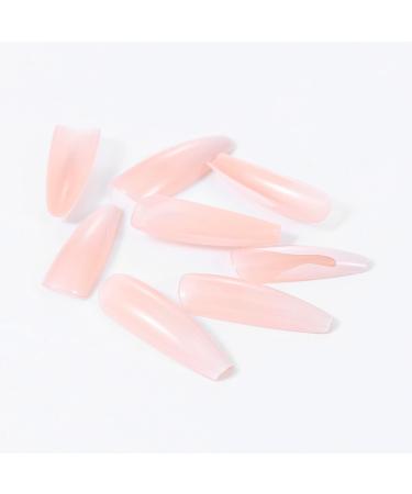 Handcess Coffin Shiny Artificial Nails - Long Ballerina Press Nails in Pink Gradient with Flames | 24 Full Cover Acrylic Nails for Women & Girls - Buy Online on GoSupps.com