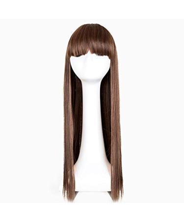 SUNNYBLUEE Golden Wig Straight Hair Synthetic Heat-resistant Fiber Long Section Ladies Wig Flat-bottomed Sportswear Wig 1B/30HL