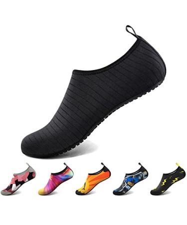 Homitem Mens Womens Water Shoes Barefoot Beach Pool Shoes Quick-Dry Aqua Yoga Socks Slip-on for Women Men Surf Swim Water Sport 10-11 Women/9-10 Men Pure Black