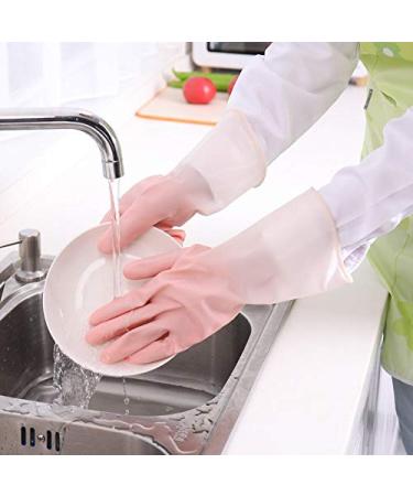 Gloves Transparent White Household Washing Dishes and Clothes Waterproof Plastic Household Cleaning Non Slip Durable high Temperature Resistant Thin Gloves Doubletoner