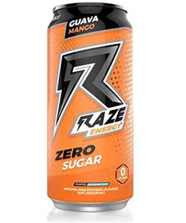 Raze Zero Sugar Energy Drink, 300mg Caffeine, Zero Calories, Sugar Free Energy Drink, Performance and Hydration, Guava Mango 12 Pack