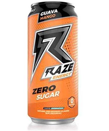 Raze Zero Sugar Energy Drink, 300mg Caffeine, Zero Calories, Sugar Free Energy Drink, Performance and Hydration, Guava Mango 12 Pack