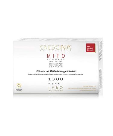 Crescina Traitement Transdermique MITO Double Repousse et Anti-Chute 1300 Femme (40 fiale (20+20)) 70 ml (Lot de 1)