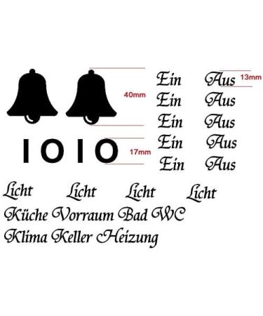 Buy Generic Black Gloss Switch Label Set - Light Switch Bell & Heating Stickers | International Shipping - Buy Online on GoSupps.com