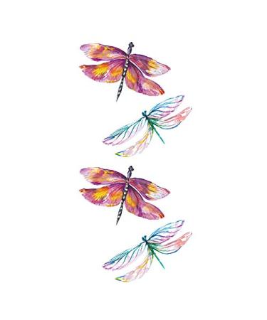 Dragonfly Temporary Tattoo Sticker Set - Watercolor Waterproof Body Art for Women, Girls, and Kids - Pack of 12 - Buy Online on GoSupps.com