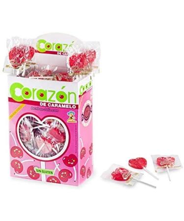 Pack of 200 Cherry Heart Dummy - Tongue Color - Candy Lollipop with Stick - Gluten Free