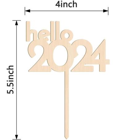 Happy New Year Cupcake Toppers Hello 2024 Wooden Cake Topper Cupcake topper Cheers to 2024 Cake Picks for New Years Eve Party Christmas Happy Holidays Party Decoration - Buy Online on GoSupps.com