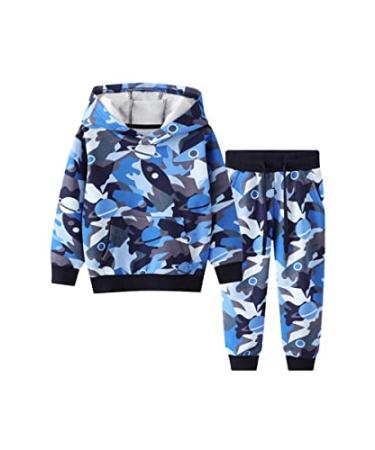 Toddler Boy Fall Outfits Boys Sweatsuit Hoodie 2 Pieces Camouflage Pattern Tracksuit Fall Clothes A19010238-b 2T