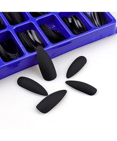 100 Stiletto Press-On Tips | Black Matte Full Cover Nails | Quick Nail Extensions by Click-It Nails - Buy Online on GoSupps.com