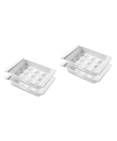 UKCOCO 4 pcs Multi-purpose Household Egg Storage White Case Drawer Type Container Home Refrigerator Fridge Whitex2pcs 26x18cmx2pcs