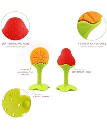 TEKSTAR Silicone Fruit Shape Baby Teething Toys Set - BPA Free, Freezer Safe Teethers to Soothe Infant and Toddler Gums - Buy Online on GoSupps.com