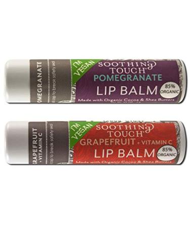 Soothing Touch Vegan Lip Balm - Variety Pack of 2 - Pomegranate and Grapefruit - Buy Online on GoSupps.com