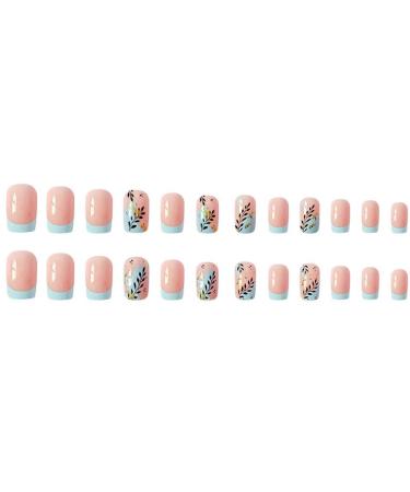 Foccna 24pcs Pink Fake Nails - Medium Glossy Blue Square French Tip Press-On Nails for Women | Multicolor Artificial Manicure - Buy Online on GoSupps.com