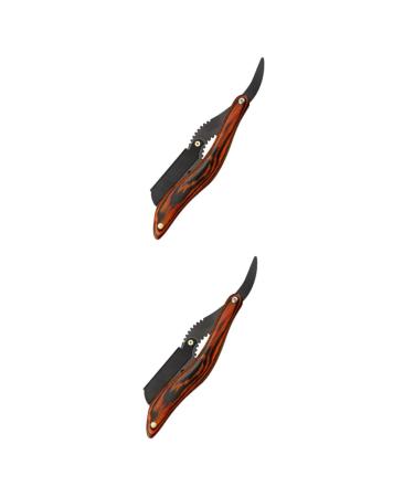Magiclulu 2st folding razor for men uplooked razor cool birthday presents for men portable razor male gifts beard cutting tool holder wooden man