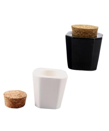 FRCOLOR Set of 2 Nail Art Cup Else Verw Mix Nail Powder Cup Mini Dappen Dish Nail Art Liquid Cup Nail Art Cup Made of Crystal Conical Manicure Tools Bottle Made of Cork White