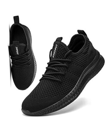 FUJEAK Men Running Shoes Men Casual Breathable Walking Shoes Sport Athletic Sneakers Gym Tennis Slip On Comfortable Lightweight Shoes 11 A Black